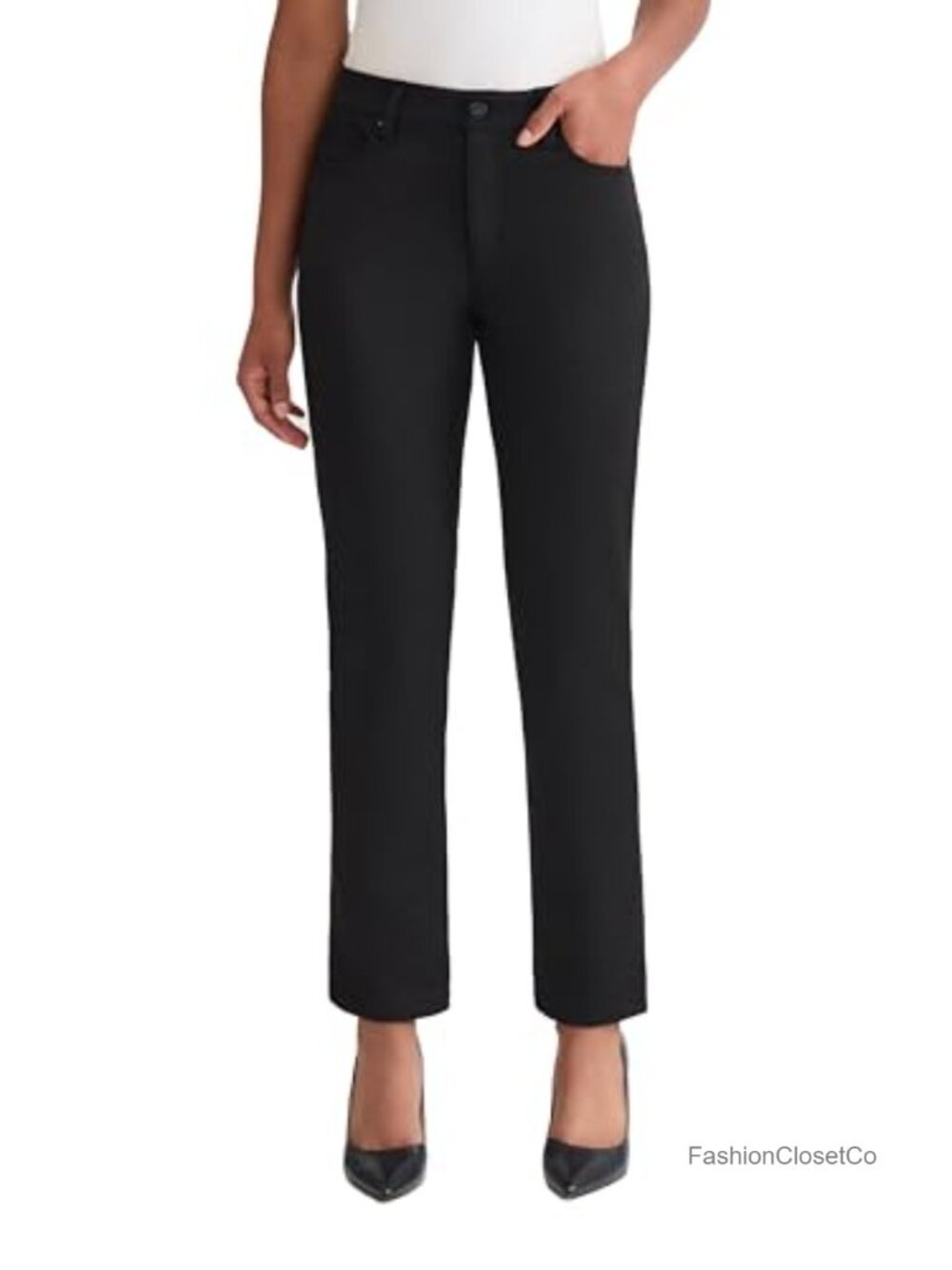 Faux Suede Straight-Leg Pants Office Business Casual